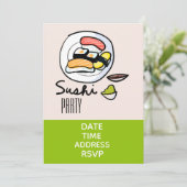 Invitation Soirée sushi party de style japonais moderne (Debout devant)