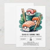 Invitation Soirée Sushi Printable Anniversaire (Devant / Derrière)