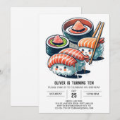 Invitation Soirée Sushi Printable Enfants Anniversaire (Devant / Derrière)