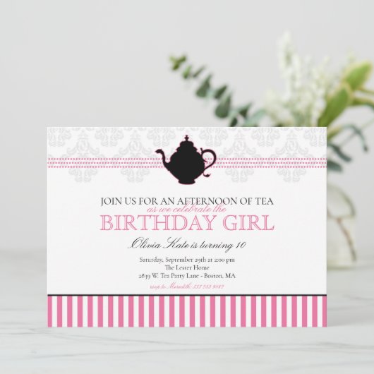 Invitation Soirée Tea Rose Anniversaire (Debout devant)