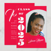 Invitation Soirée tendance chic blanc Script rose (Devant / Derrière)