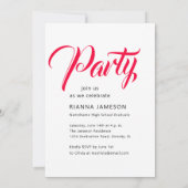 Invitation Soirée tendance chic Script rose (Dos)