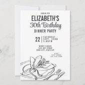 Invitation Soirée tendance Noir & Blanc 30e anniversaire (Devant)