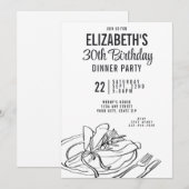 Invitation Soirée tendance Noir & Blanc 30e anniversaire (Devant / Derrière)