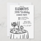 Invitation Soirée tendance Noir & Blanc 30e anniversaire (Devant)