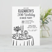 Invitation Soirée tendance Noir & Blanc 30e anniversaire (Debout devant)