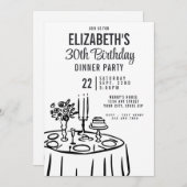 Invitation Soirée tendance Noir & Blanc 30e anniversaire (Devant / Derrière)