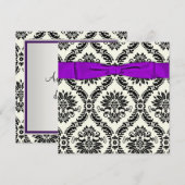 Invitation Soirée tenue noire et pourpre Soirée damassé noir (Devant / Derrière)