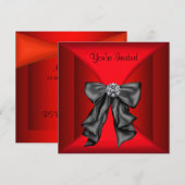 Invitation Soirée tenue noire et rouge (Devant / Derrière)