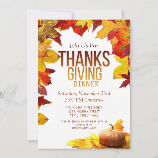 Invitation Soirée Thanksgiving (Devant)
