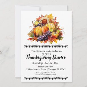 Invitation Soirée Thanksgiving Élégante