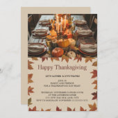 Invitation Soirée Thanksgiving Élégante (Devant / Derrière)