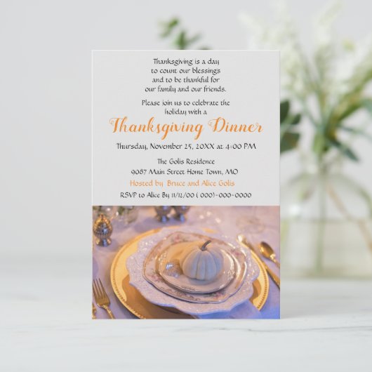 Invitation Soirée Thanksgiving Élégante (Debout devant)