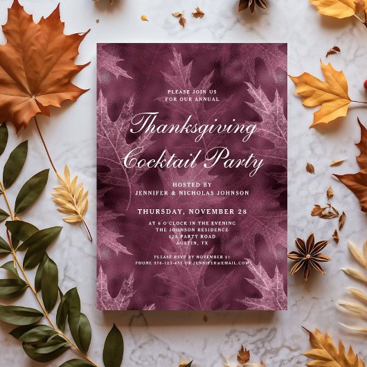 Invitation Soirée Thanksgiving Feuille moderne
