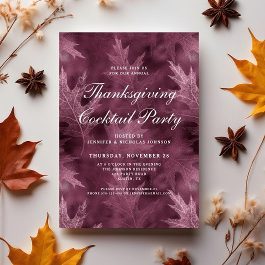 Invitation Soirée Thanksgiving Feuille moderne