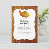 Invitation Soirée Thanksgiving Gold Foil / Fête (Debout devant)