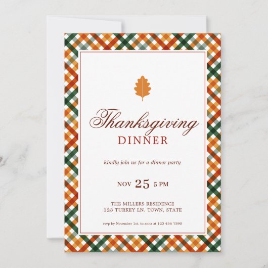 Invitation Soirée Thanksgiving moderne (Devant)
