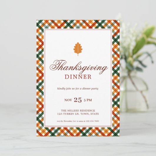 Invitation Soirée Thanksgiving moderne (Debout devant)