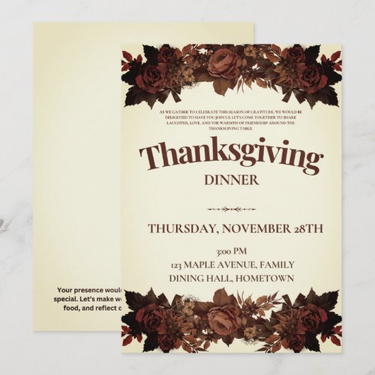 Invitation Soirée Thanksgiving - Vous êtes invité (Devant / Derrière)