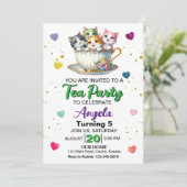 Invitation Soirée Thé Cute Kitten N'Importe Quel Âge Annivers (Debout devant)