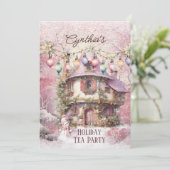 Invitation Soirée thé de Noël rose (Debout devant)