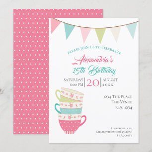Invitation Soirée Thé fin Anniversaire Personnalisé