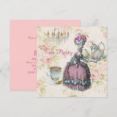 Invitation soirée thé rose Marie Antoinette vintage paris (Devant / Derrière)