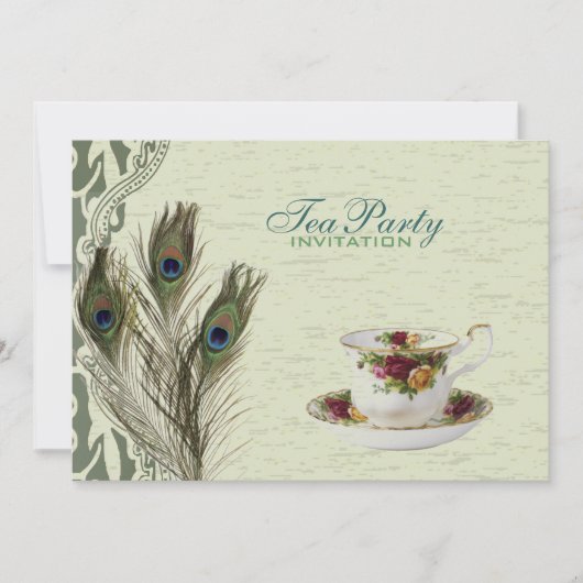 Invitation soirée thé vert vintage (Devant)