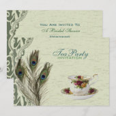 Invitation soirée thé vert vintage (Devant / Derrière)