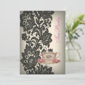 Invitation soirée thé vintage en dentelle (Debout devant)