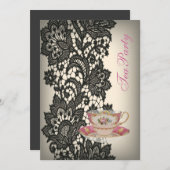 Invitation soirée thé vintage en dentelle (Devant / Derrière)