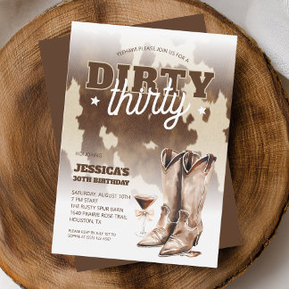 Invitation Soirée Trente Cowgirl Western 30e fête d'anniversa