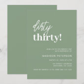 Invitation Soirée Trente Moderne Sage Vert Anniversaire (Devant / Derrière)