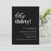 Invitation Soirée Trente Simple Noir & Blanc Anniversaire (Debout devant)