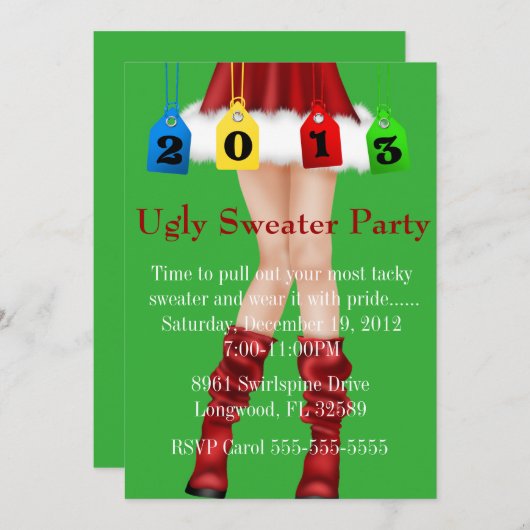 Invitation Soirée très tendance/Fête de sueur moche de Noël (Devant / Derrière)