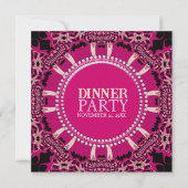Invitation Soirée Tribale Moderne Rose Noir (Devant)