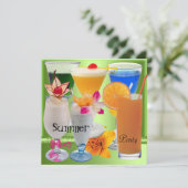 Invitation Soirée Tropical Lime Green Cocktail Boissons (Debout devant)