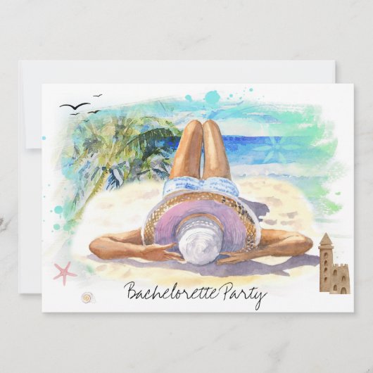 Invitation *~* Soirée Tropicale Exotique de Fille QR sur la P (Devant)