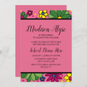 Invitation Soirée Trunk Rose Jaune Vert Floral (Devant / Derrière)