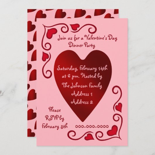 Invitation Soirée Valentines (Devant / Derrière)