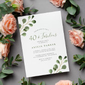 Invitation Soirée verte à l'eucalyptus, 40e anniversaire