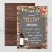 Invitation Soirée vin et thème enveloppement de Noël (Devant / Derrière)