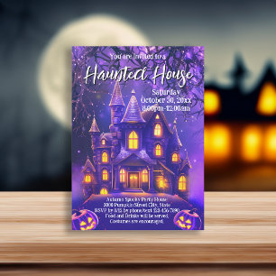 Invitation Soirée violette Halloween Party Haunted House
