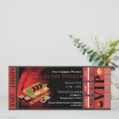 Invitation Soirée VIP Black & Red Sushi moderne (Debout devant)