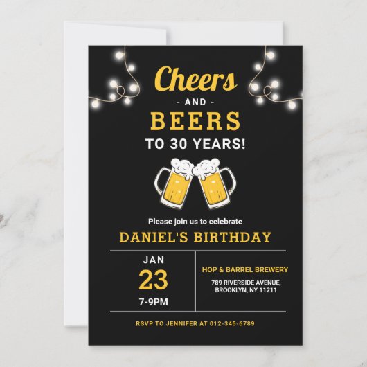 Invitation Soirées Et Bières 30 Ans Fête D'Anniversaire (Devant)
