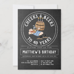 Invitation Soirées Et Bières 40 Anniversaire Noir Et Blanc