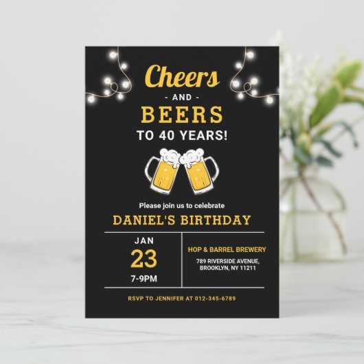 Invitation Soirées Et Bières 40 Ans Fête D'Anniversaire (Debout devant)