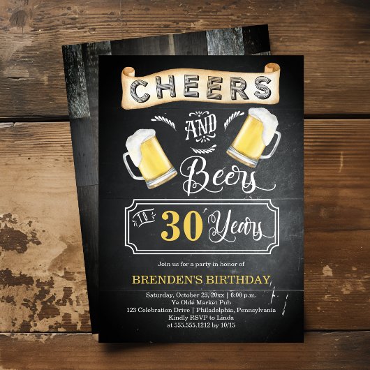 Invitation Soirées et bières à 30 ans fête d'anniversaire