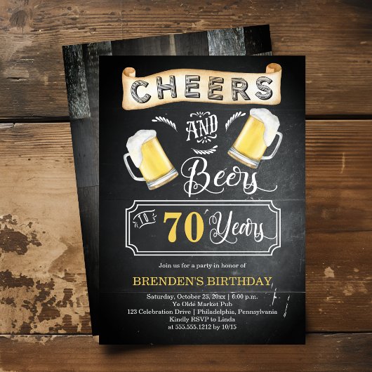Invitation Soirées et bières à 70 ans fête d'anniversaire