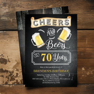 Invitation Soirées et bières à 70 ans fête d'anniversaire